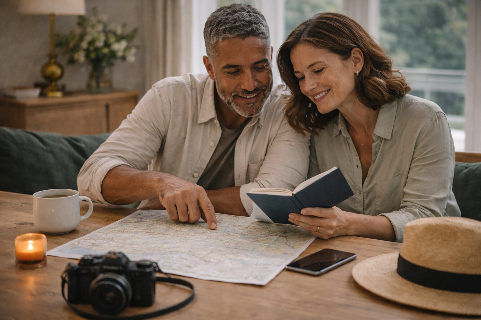 Homeowners reviewing paperwork and finances while exploring remortgage options with an independent mortgage broker.