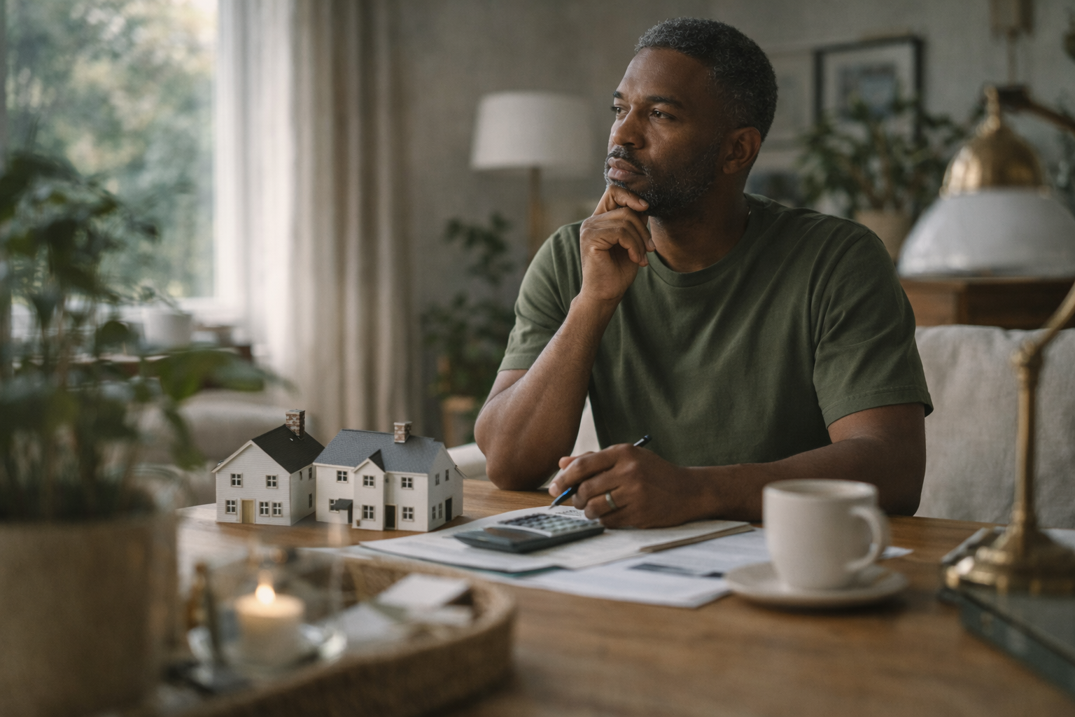 Business owner reviewing financial plans while considering commercial finance options