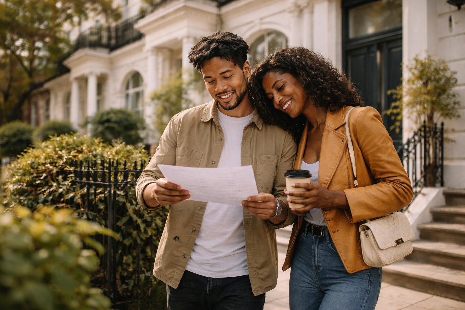 International buyers reviewing documents while arranging finance for a UK property.