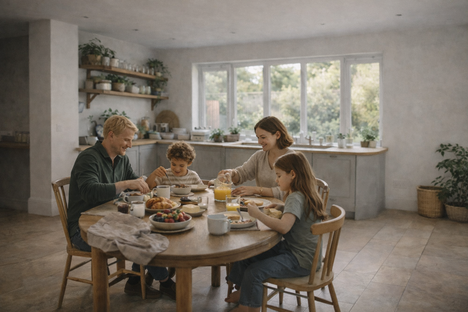 Family spending time together at home in a calm, comfortable living space, reflecting clear mortgage advice and financial decisions built around everyday life